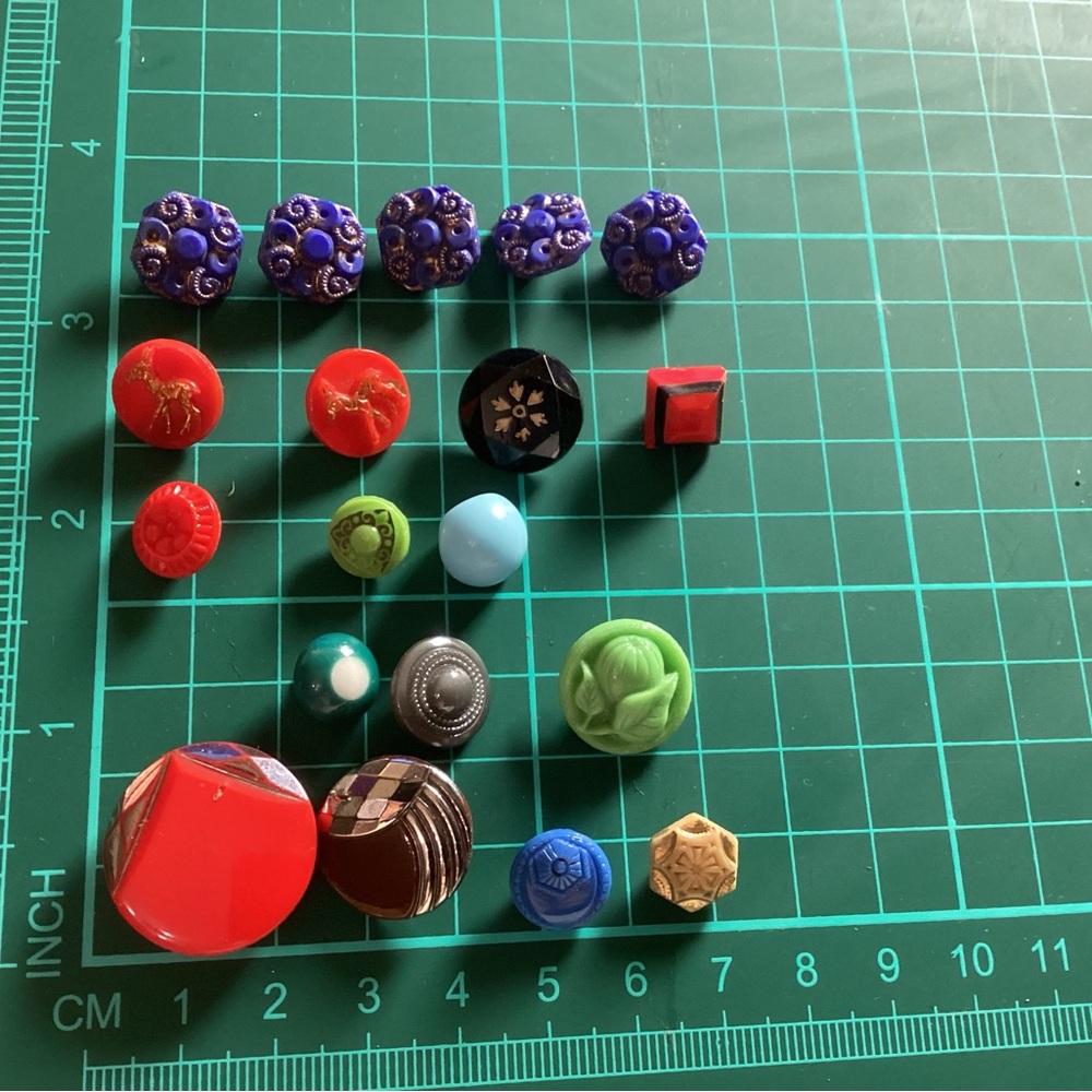Old glass sewing buttons lot